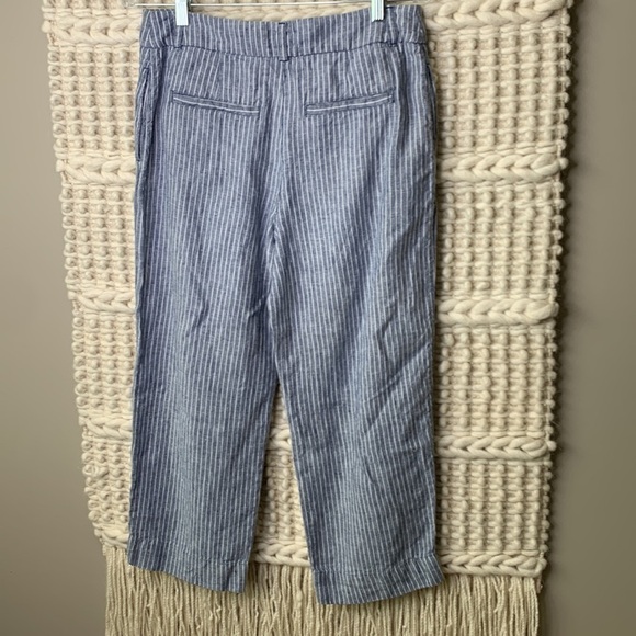 Chico’s Blue Linen Striped Wide Leg Pants - Picture 5 of 8